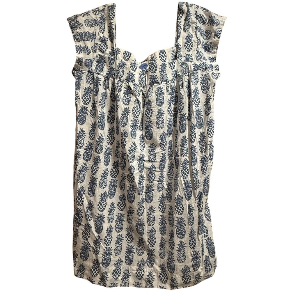 Navy Bleu Pineapple Print Sleeveless Mini Dress w/ Pockets - Size Large